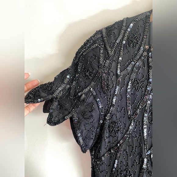 Vintage Stenay 100% Silk Beaded Sequin Long Gown Dress Evening Women’s Size 8 - Picture 5 of 15